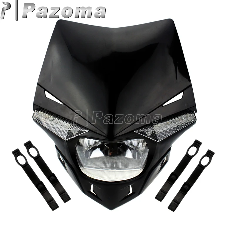 Pazoma Универсальный Мотоцикл Дорога легального уличного истребителя эндуро светодиодный фонарь для HONDA XR mtmtx XLR 250 450 200 - Цвет: Черный