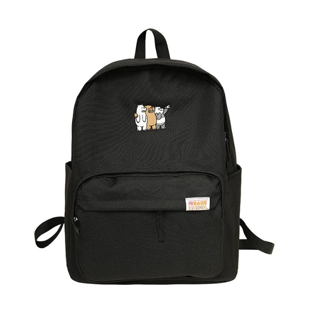 Женские холщовые рюкзаки, женская школьная сумка через плечо, рюкзак для девочек, модная дорожная сумка - Цвет: Черный