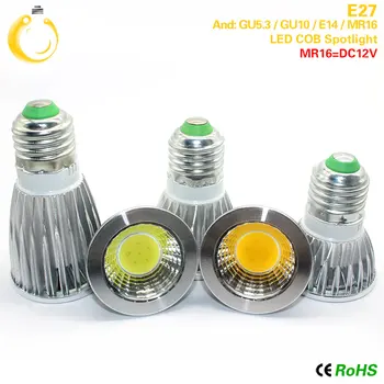 

E14 E27 led bulb spotlight dimmable AC220v GU10 cob 9w 12w 15w warm white/white High power replace halogen lamp