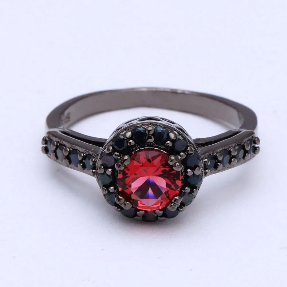 Black Engagement Rings wholesale red black zircon paved jewellery drop
