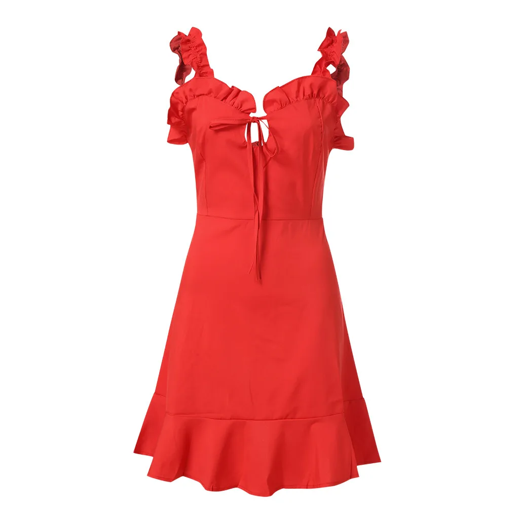 Модное женское новое летнее платье без рукавов, платья для путешествий, женские вечерние пляжные платья, vestidos verano, новинка - Цвет: Red