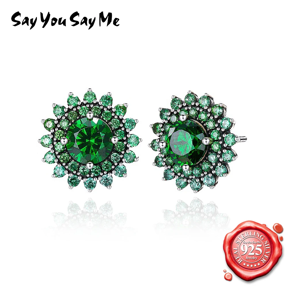

Say You Say Me 925 Sterling Silver Jewelry Bohemia Earrings For Women Gift Green Zircon Earrings Dropshipping