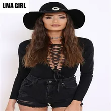liva girl Spring sexy deeply V-neck tight camisole women neckerchief jumpsuits women sexy bodysuits