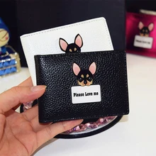 2016 Solid ID&Card Holders For Female High Quality PU Leather Women's Passport Holder Cute Dog Printing Girl's Card Holders