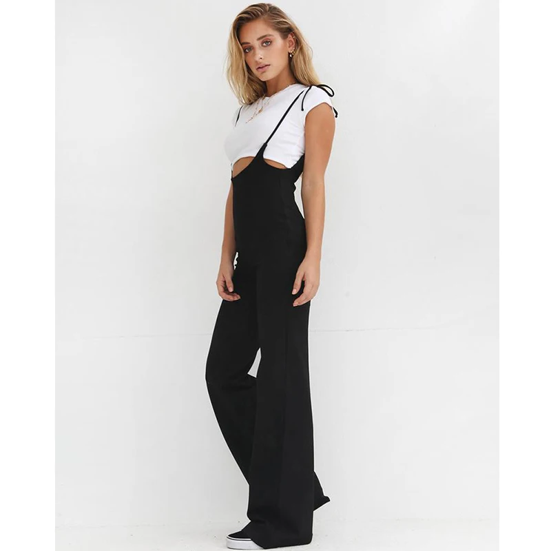 self tie strap wide leg jumpsuit