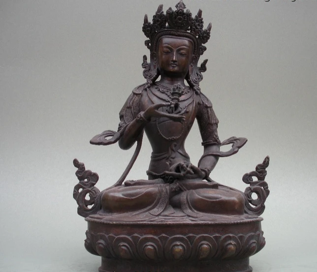

xiuli 002136 Tibet language Fane pure Bronze Vajradhara Bodhisattva Buddha Kwan-yin Statue