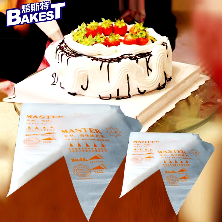 

BAKEST 100 pcs per lot Plastic Icing Pastry Piping Bag Cake Decorating Disposable Tools Three Sizes for selection