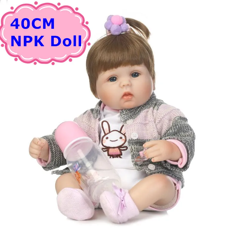 

NPK 40cm Lovely Bebe Reborn Silicone Doll Lifelike Reborn Baby Boneca Babies Interactive Toys Girls Birthday/Christmas Gifts