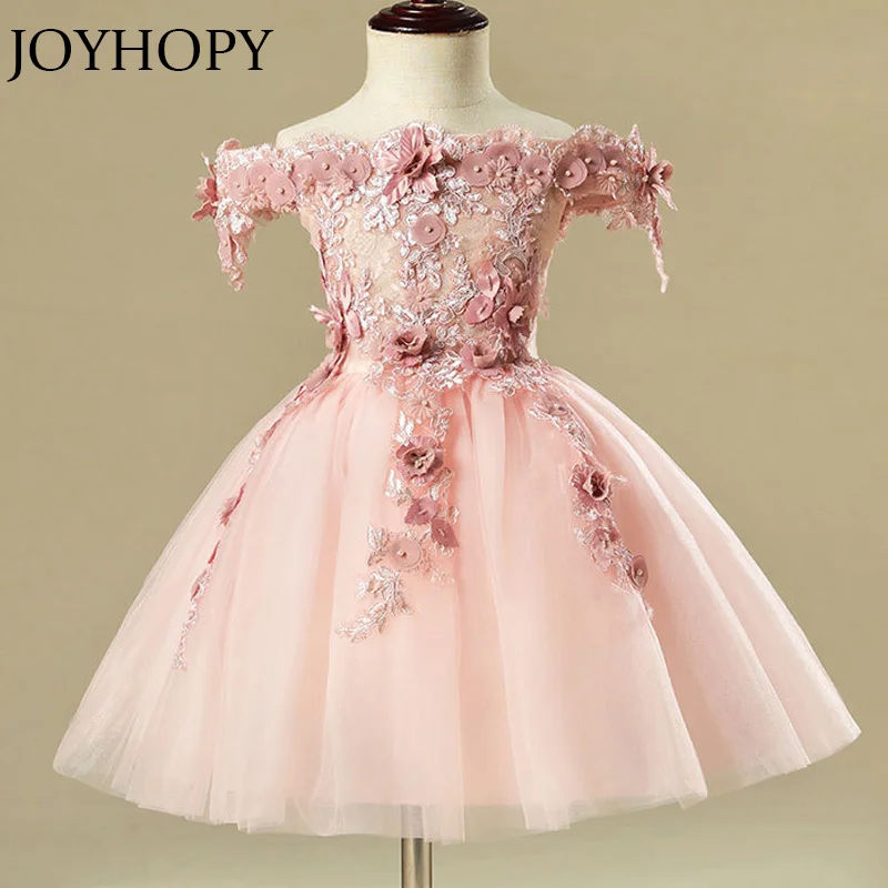 Высокое качество; платье для девочек; розовый цветок; волнистая одежда для детей на свадьбу; коллекция года; праздничное платье принцессы; одежда; Размеры 4-12