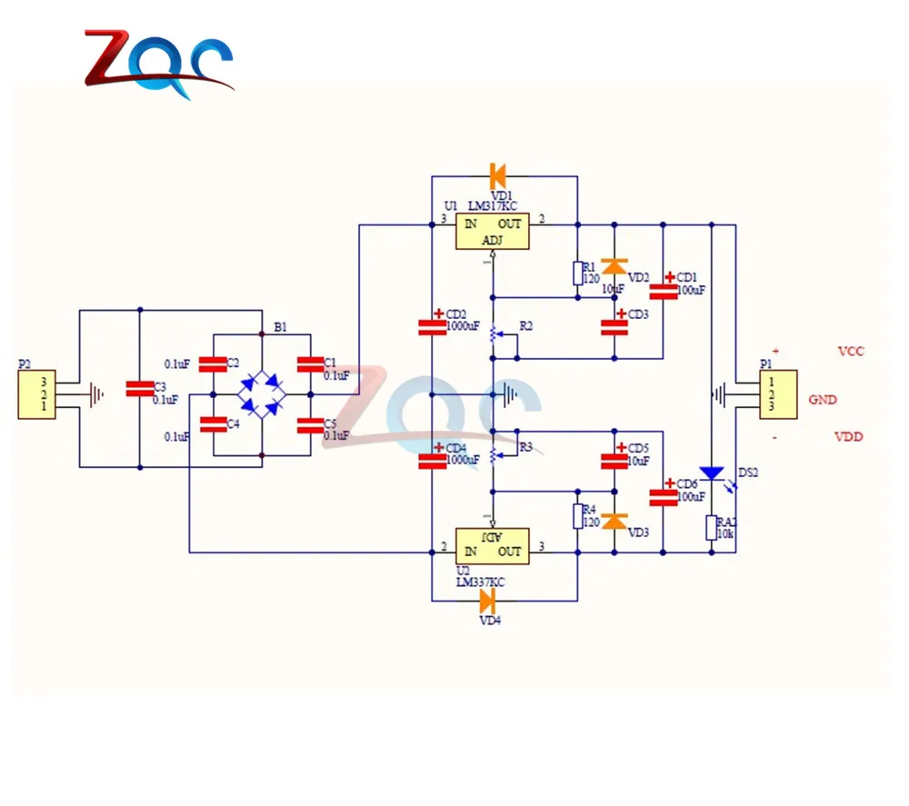 Module d'Alimentation linéaire régulé AC-DC LM317 / LM337 24V 1A -  Audiophonics