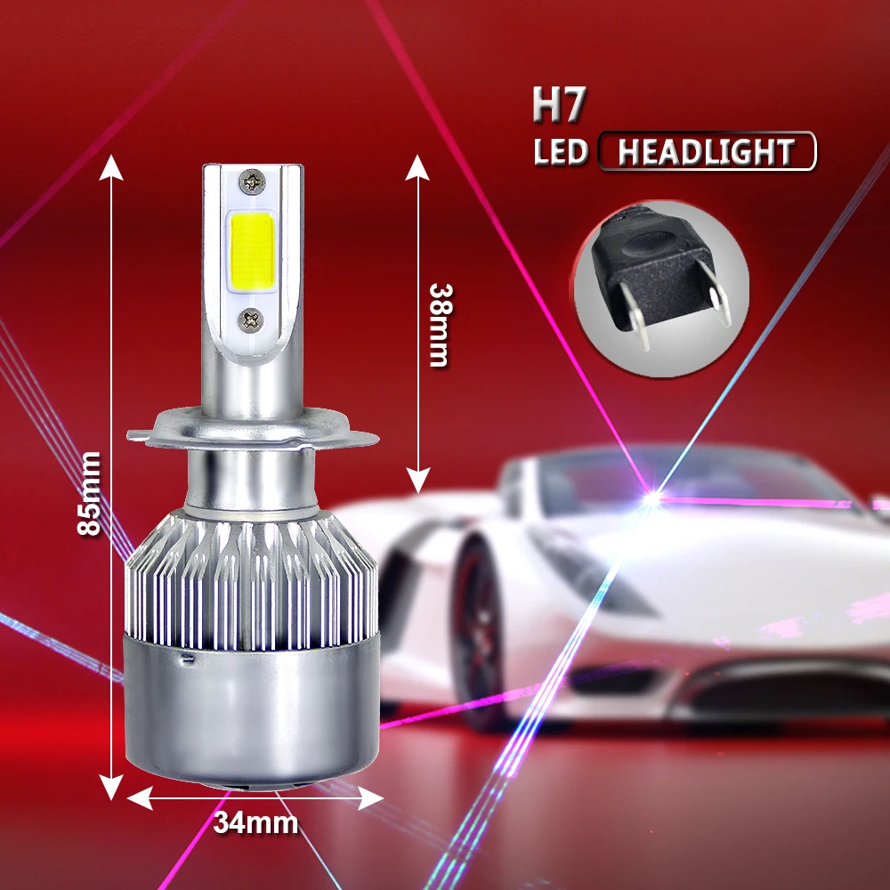 

110W 2pc H7 C6 Car Headlight Led Light COB bulbs H1 H3 H4 H11 H13 9004 9005 880 Automobiles Headlamp 12V 6000K auto fog light