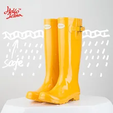 Hellozebra Women Rain Boots England Light knee High Rain Boots Women Candy Color Water Shoes Fall Boots Women Rubber 2017 New