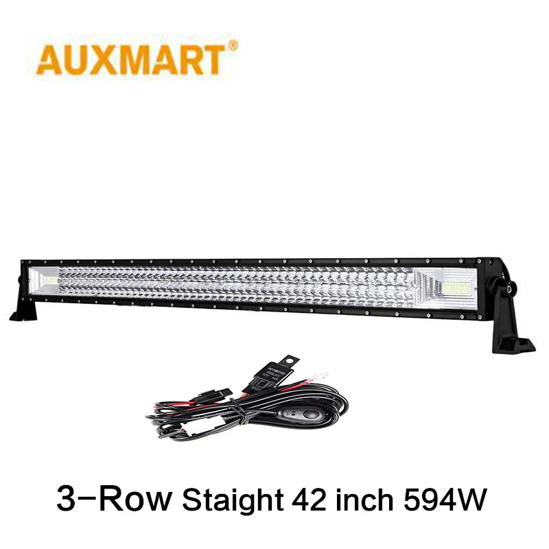 

Auxmart 594W 42" Straight LED Light Bar 3-Row Combo Beam Offroad Led Work Light for ATV Truck PickUp SUV 4X4 12v 24v