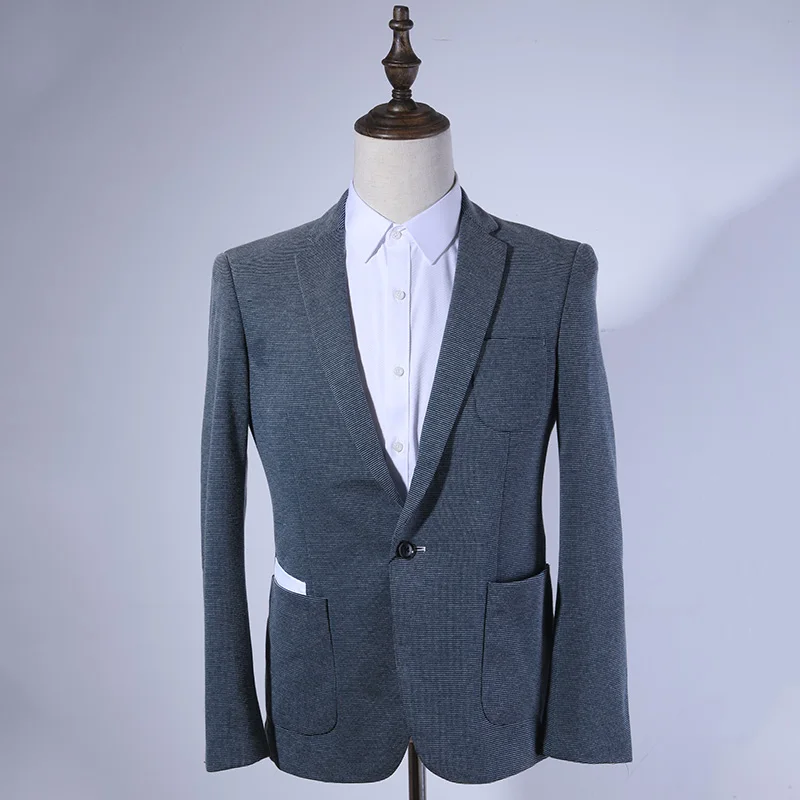 Men Suit Jackets Male Dresses Casual Blazer Fashion Single Button Brand