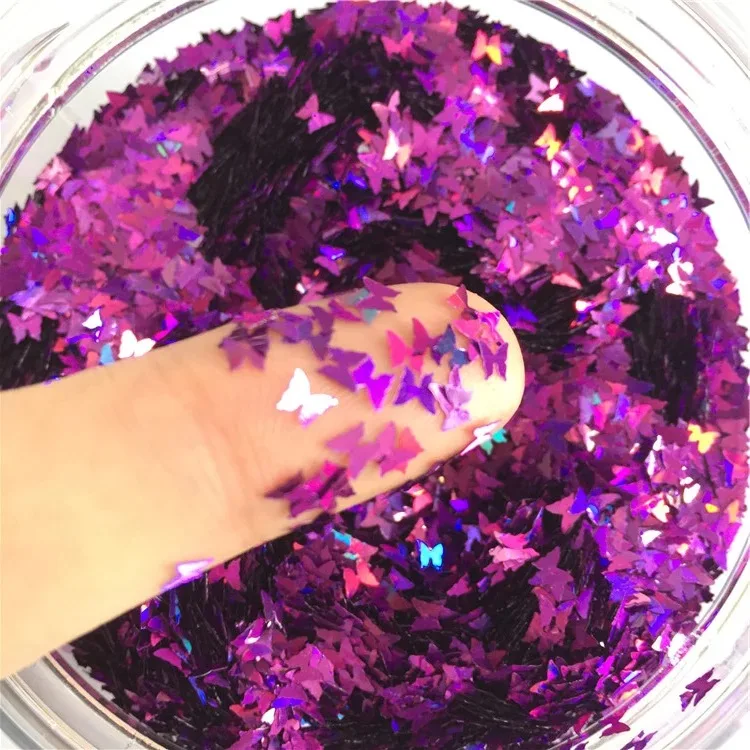 10 г ультратонкая 3 мм Бабочка с блестками для ногтей блестки пайеток Eo-Friendly блестка из ПЭТ лак для ногтей материал - Цвет: Laser dark purple