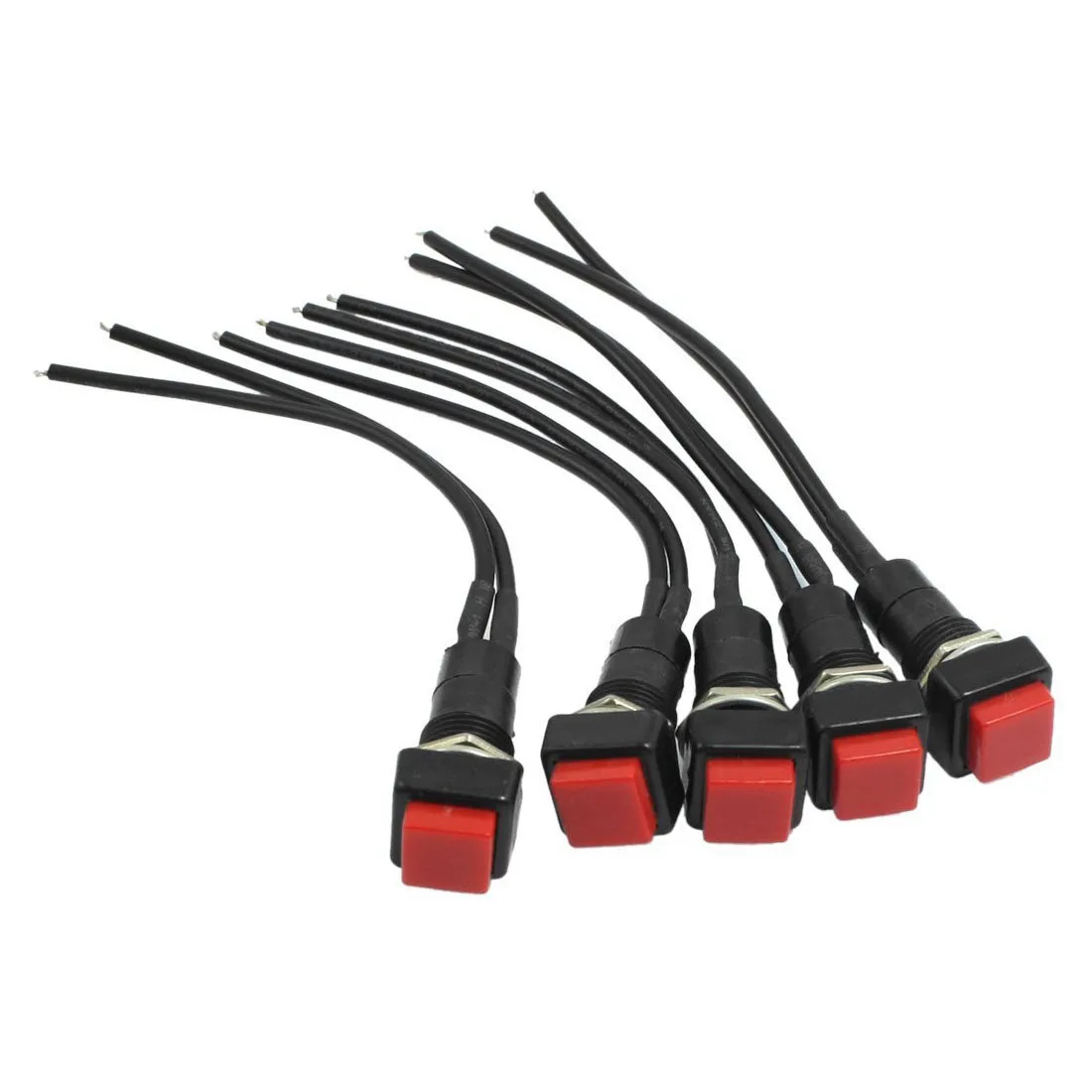 

THGS-5 x 10mm Red Square Wired Car Horn Momentary Push Button Switch AC 250V 3A