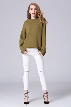 

2017 New Autumn Winter Sweet Women's Slash Neck Casual Sweaters Female Hedging Loose Pullover Sweater
