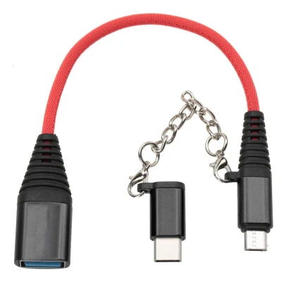 Адаптер мобильного телефона 2 в 1 type-C Micro USB 2,0 Быстрая зарядка OTG кабель для мобильных телефонов Android - Цвет: Черный