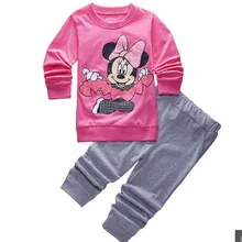 Милая Детская осенняя Пижама, комплект одежды, пижама с героями мультфильмов для мальчиков и девочек детский топ с длинными рукавами+ штаны, домашняя одежда для малышей