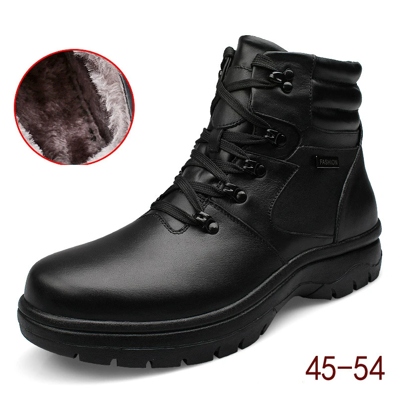 

BACKCAMEL Autumn Winter Casual Martin Boots High Tied Large Size Genuine Leather Tool Men Boots Warm Cotton Shoes Size45-54