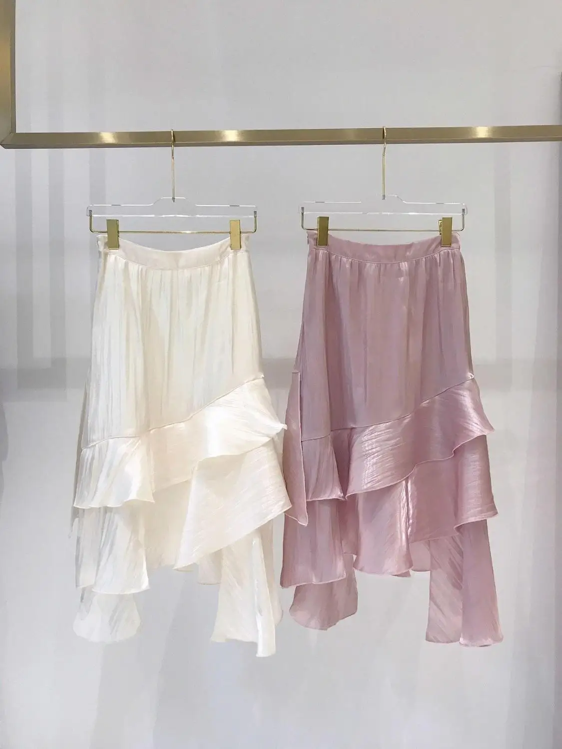 

2019 new ladies fashion sexy stitching ruffled irregular skirt 0703