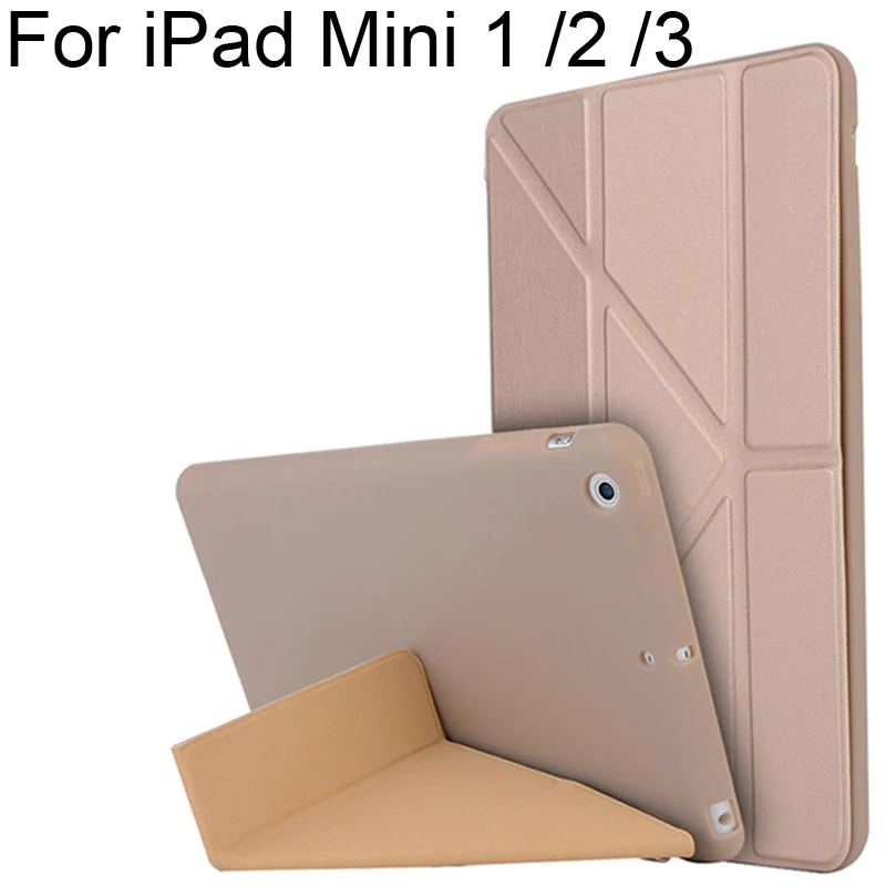 

Transform Stand Smart Cover Case for iPad Mini 1 2 3 Soft Silicone 3 folds bag For iPad mini2 Mini3 Protector Shell For ipadmini