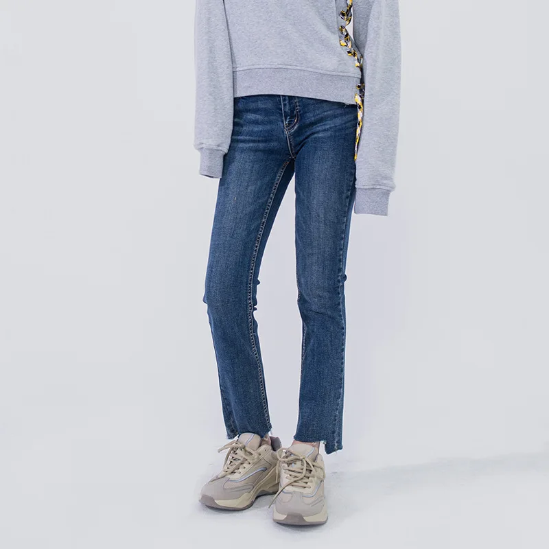 

Women's Pants 2019 Spring Flash Pants Jeans Women's Straight Stretch Pants Straight Zipper Fly Full Length Jeans Pants Woman