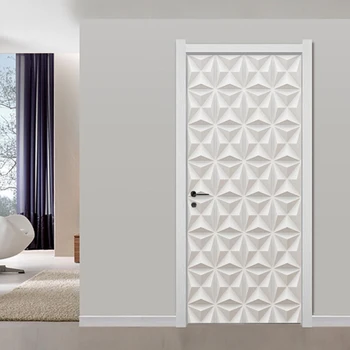 

3D Stereo White Gypsum Texture Geometric Pattern Murals Wallpaper Modern Simple Living Room Home Decor PVC Art 3D Door Stickers
