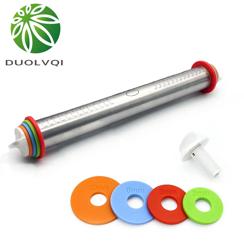 

Duolvqi Length Adjustable Rolling Pin Stainless Steel Fondant 43cm Rolling Pin Cake Roller Dough Rolling Pin Bakeware Tools