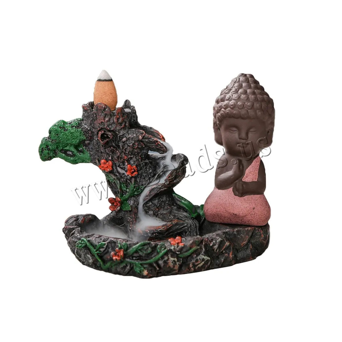 Small Buddha Censer Smoke Waterfall Backflow Incense Burner Ceramic Aromatherapy Furnace Holder Use In Home Office Teahouse