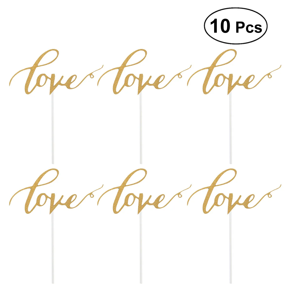 

10pcs LOVE Cake Topper Glitter Paper Cake Picks Cake Decoration for Wedding Engagement Valentines Day Anniversary