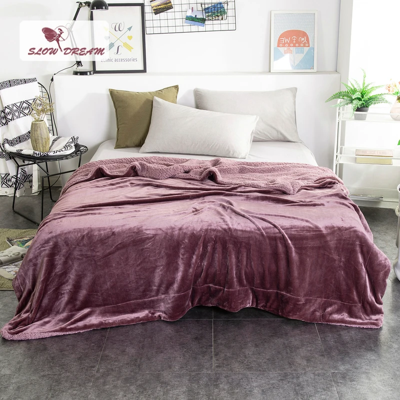 

Slowdream Fashion Thick Sherpa Throw Dark Gray Blanket Weighted Flannel Fleece Blanket Adult All Season For Bed Or Couch 1PCS