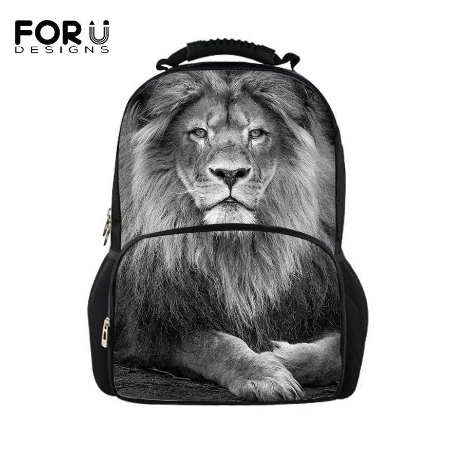 

FORUDESIGNS Lion Men Backpack For teenagers Boys Girls High School Bags College Student Backpacks Fashion Wolf Rucksack Bagpack