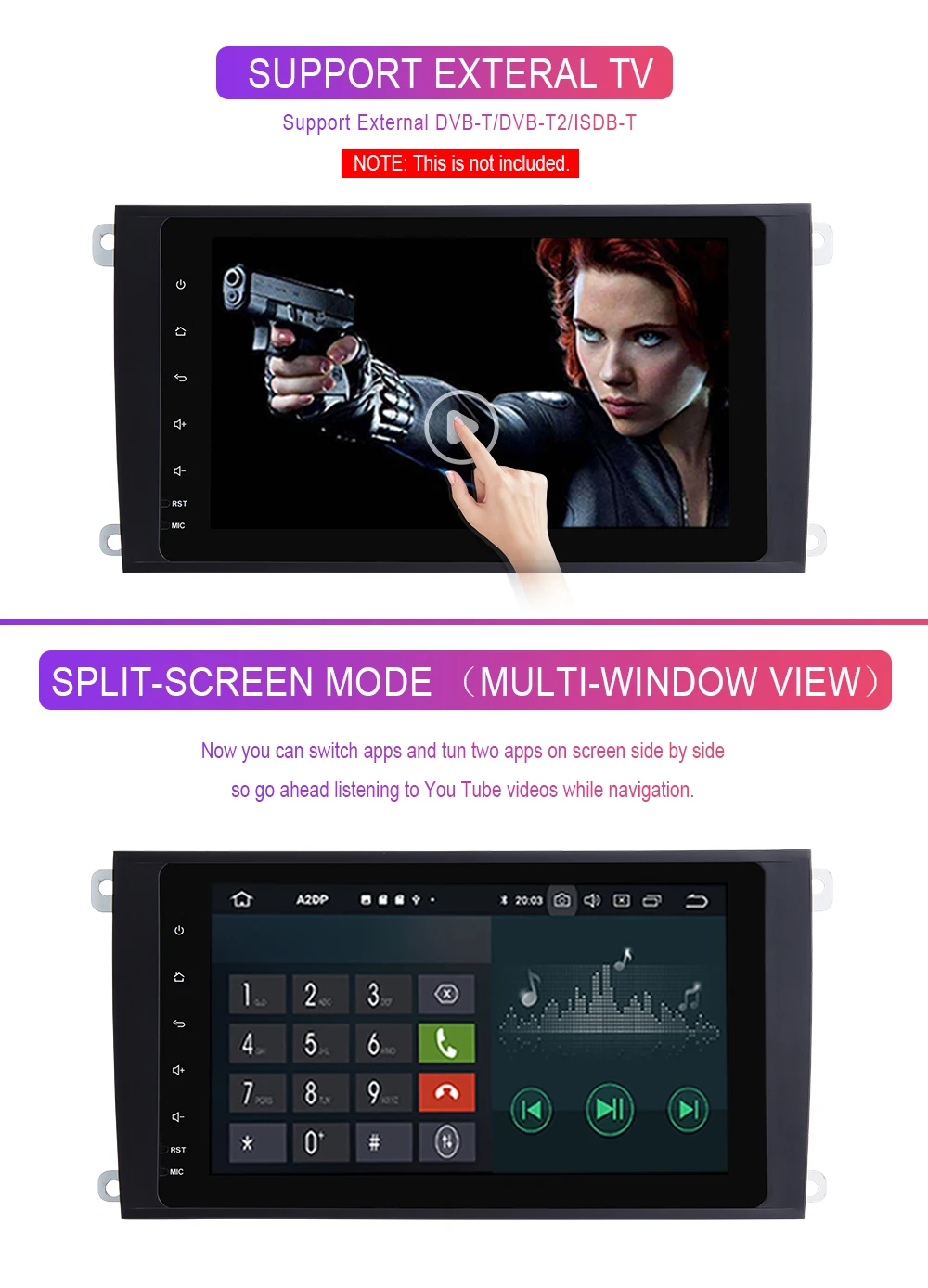 Excellent 2 Din Android 9.0 Car mutlimedia GPS Navigation DVD For Porsche Cayenne GTS2003-2010 radio stereo Head unit Audio CD Wifi 955 mm 15