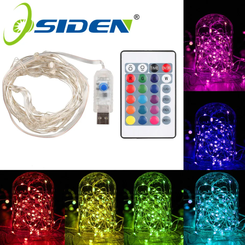 

OSIDEN 16 Color 5M 50leds LED String Lights USB Powered LED Sliver Wire String Holiday Outdoor Fairy Lights For Christmas Party
