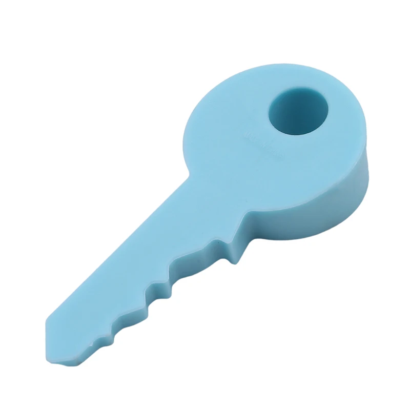 Горячая силиконовая резиновая детская безопасная дверная пробка милый ключ стиль домашний декор Клин для защиты пальцев - Цвет: Синий