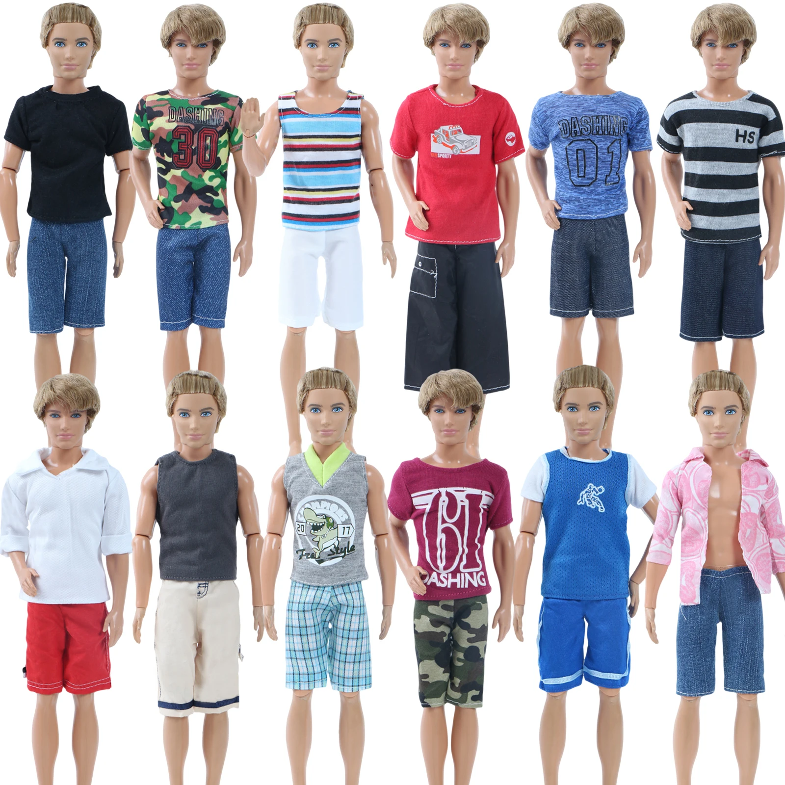 1 комплект, случайный наряд, повседневная спортивная одежда, рубашка с короткими рукавами+ шорты, летняя крутая Одежда для куклы Барби, аксессуары Кена