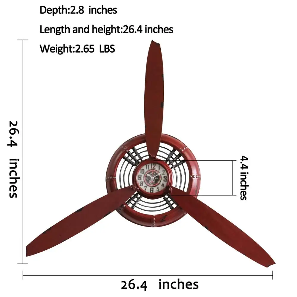 Металлический Самолет Пропеллер скульптура статуя домашний Декор стены статуи для украшения кухонных часов - Цвет: Красный