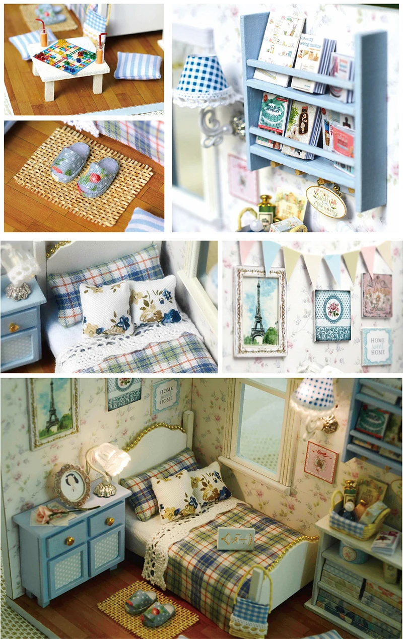 DIY деревянный дом Miniaturas с мебели DIY Миниатюрный Дом Кукольный домик игрушки для детей подарок на Рождество и день рождения H02
