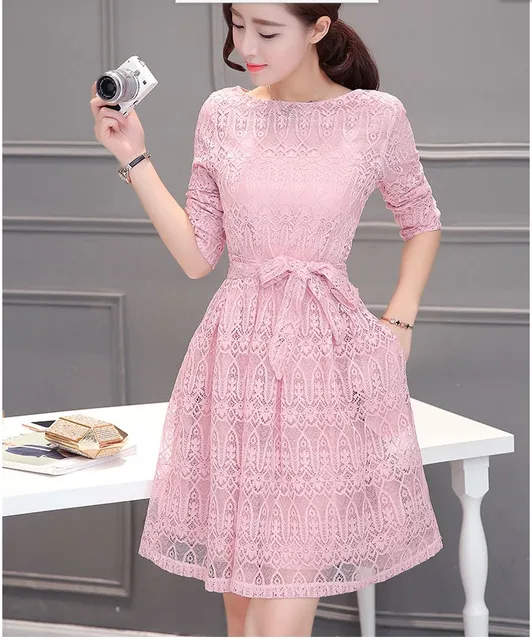 2016 New Design Korean Style Lace Dresses Women Fashion Spring Office