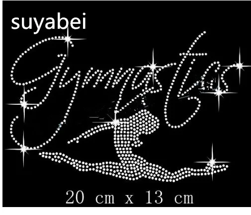 

2pc/lot Gymnastics girl hot fix rhinestone applique iron on rhinestone transfer patches design hot fix for shirt