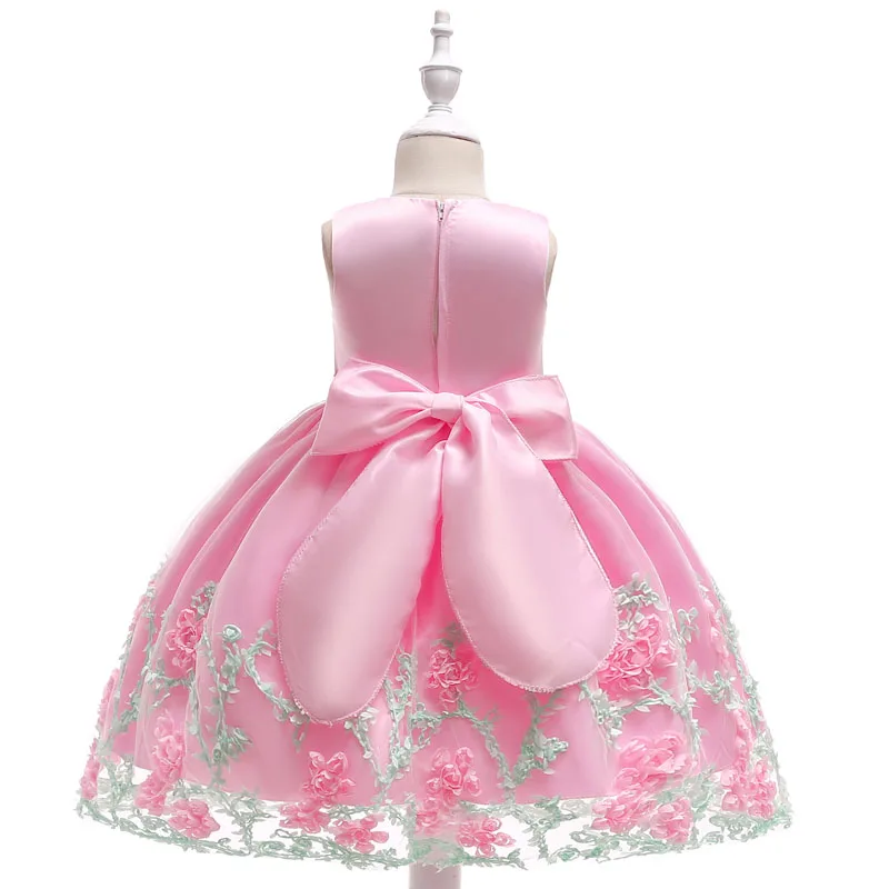 U-SWEAR 2019 Новое поступление детские для девочек в цветочек платья с круглым вырезом без рукавов Цветочная аппликация большой бант сзади