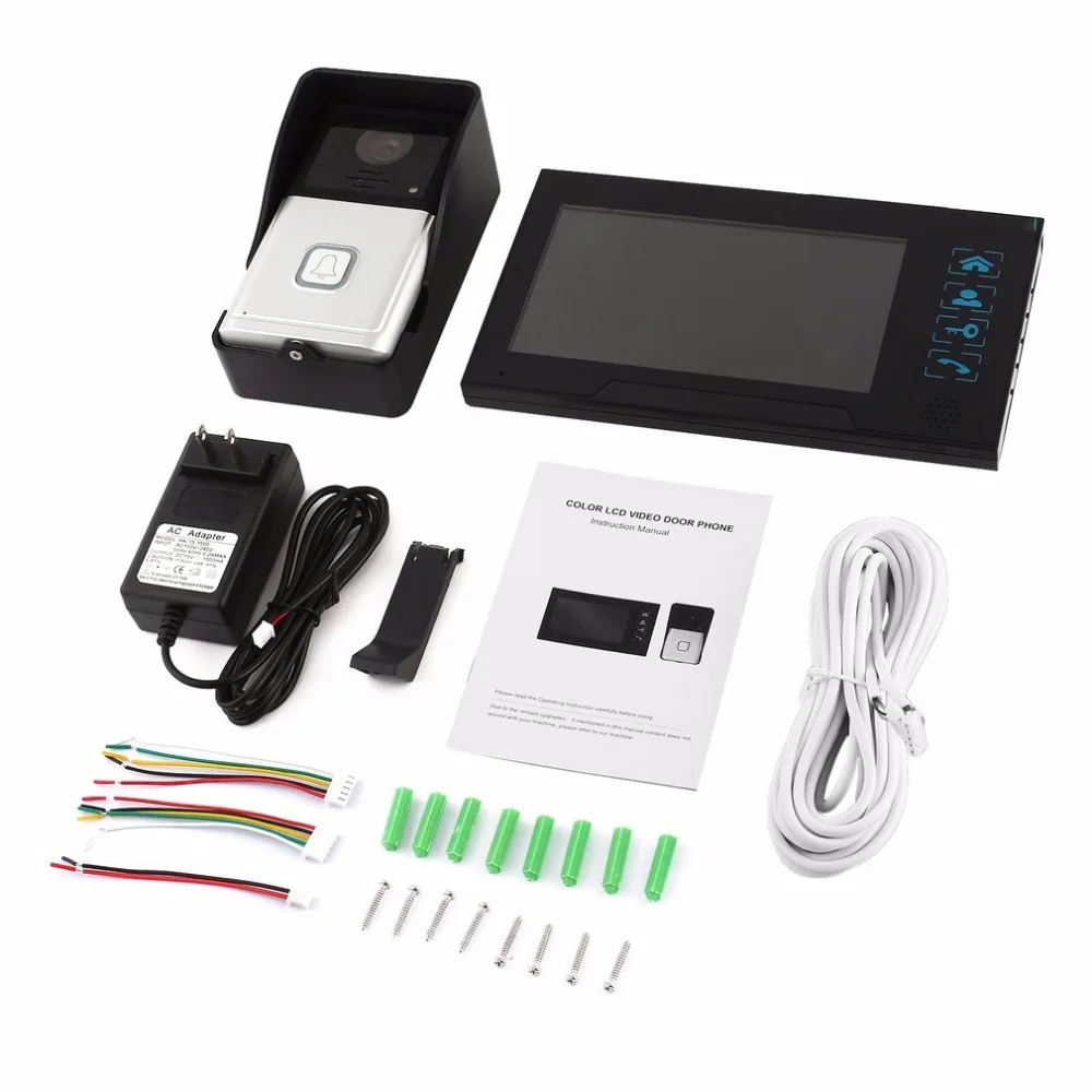

7 Inch Color TFT Video Door Phone System Visual Intercom Doorbell Indoor Monitor Outdoor Infrared Camera Clear Pictures
