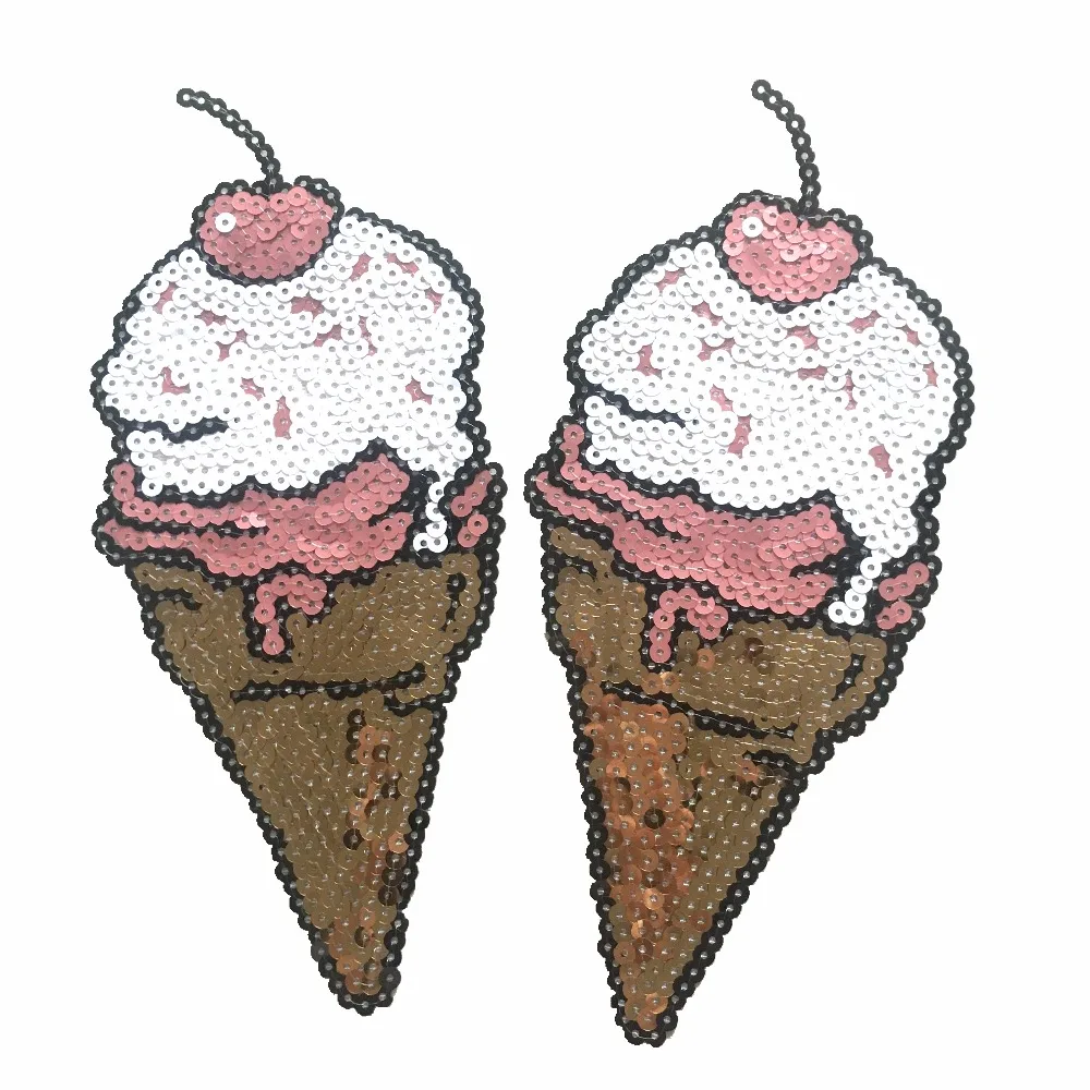 

2PCS Iron on Sequins Strawberry Ice Cream Patches for Clothing Jeans Embroidery Appliques Stickers Handmade Sewing Scrapbook