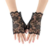 Защита от Солнца перчатки Новые элегантные женские кружевные перчатки черный, белый цвет с цветочным принтом; платье для девочек с колокольчиком и военный тактический перчатки могут быть настроены