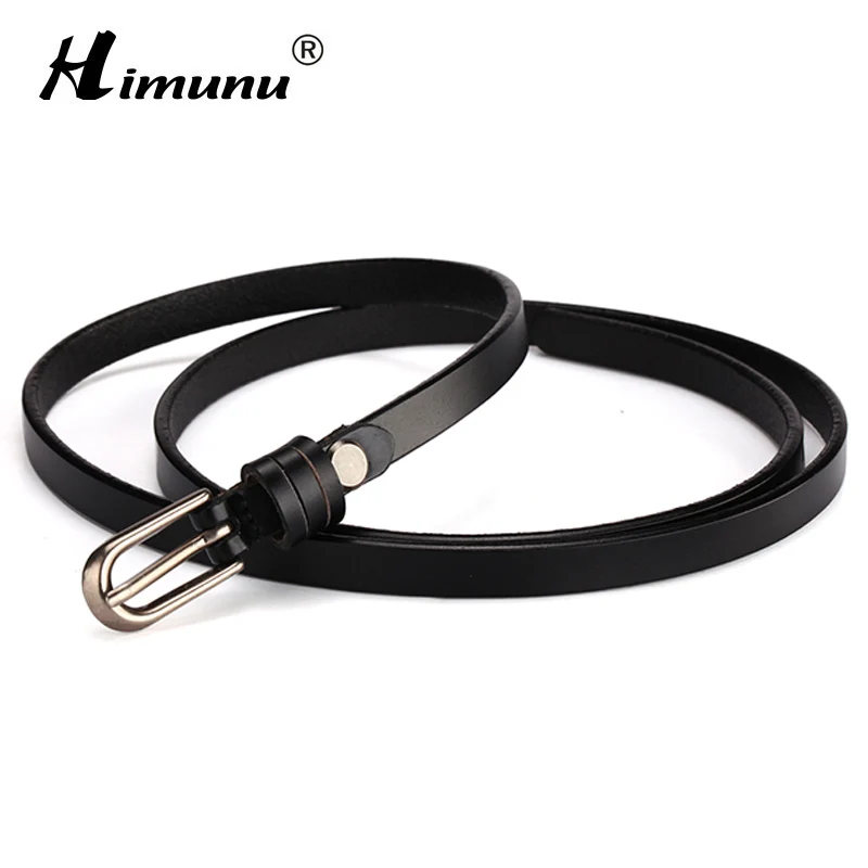 

[Himunu] new Fashion Genuine Leather Belt for Women Pin Buckle Belts Cowskin Leather Female Belts Luxury Brand Thin Women Belts