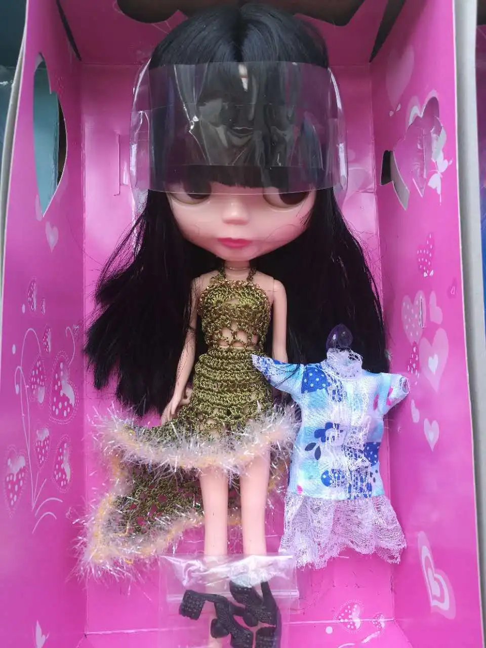 Blyth меняющая макияж кукла ледяная Обнаженная кукла Blyth с 2 комплектами одежды+ обувь подходит для платья DIY Изменение BJD игрушка для девочек Золотая челка - Цвет: Светло-желтый