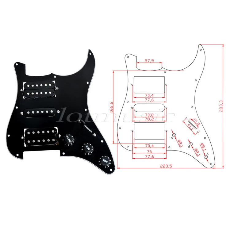 Электрогитара Prewired загруженный накладки царапины пластины запасные части для гитары HSH белый черный