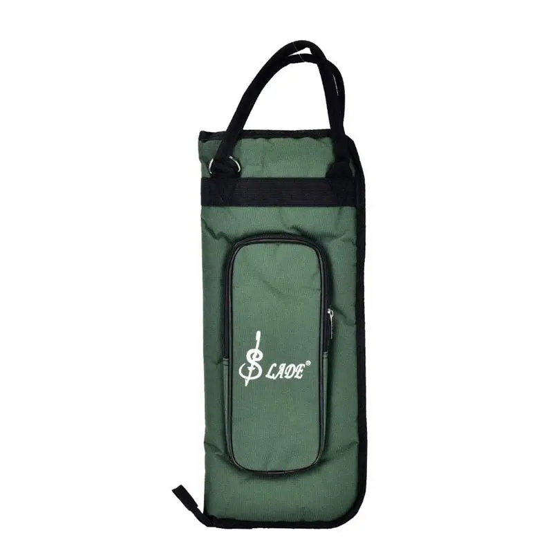 Drumstick Bag Case Drum Stick Holder Percussion Drum Mallet Bag with External Pocket and Floor Tom Hooks - Цвет: Green