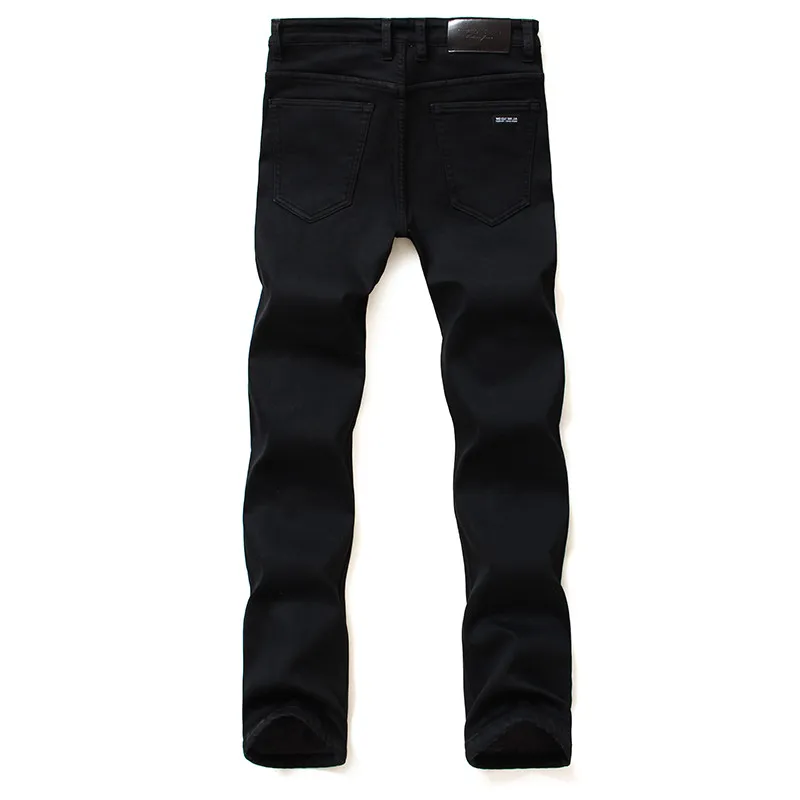 Icpans классические обтягивающие джинсы из чистого черного денима, мужские Стрейчевые джинсы, обтягивающие эластичные повседневные джинсы для мужчин, брюки, плюс размер 40 42